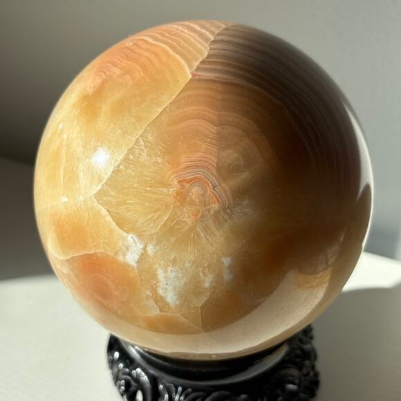 Massive 4" Orange Calcite Sphere – 7+ Pounds of Natural Beauty - Picture 2 of 8